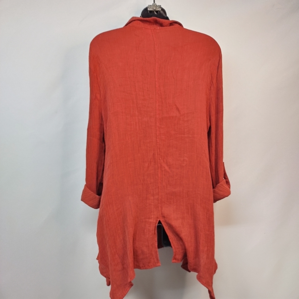 Women's Rust Button-Up Blouse - Picture 2 of 12